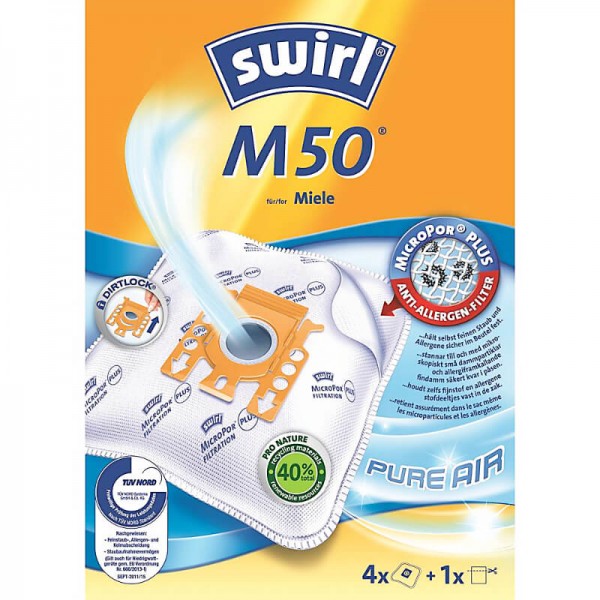 4 Microfaser Staubsaugerbeutel - Swirl - M 50