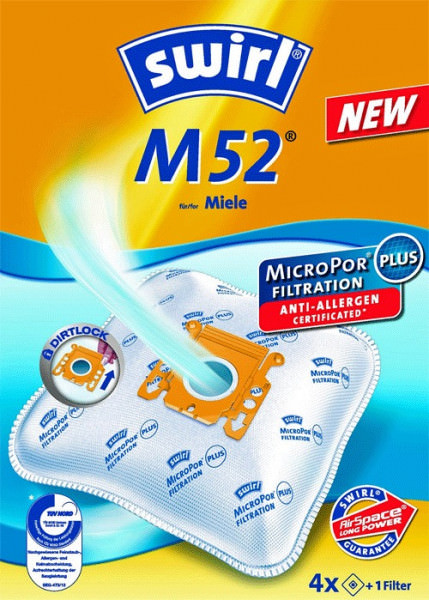 4 Microfaser Staubsaugerbeutel - Swirl - M 52